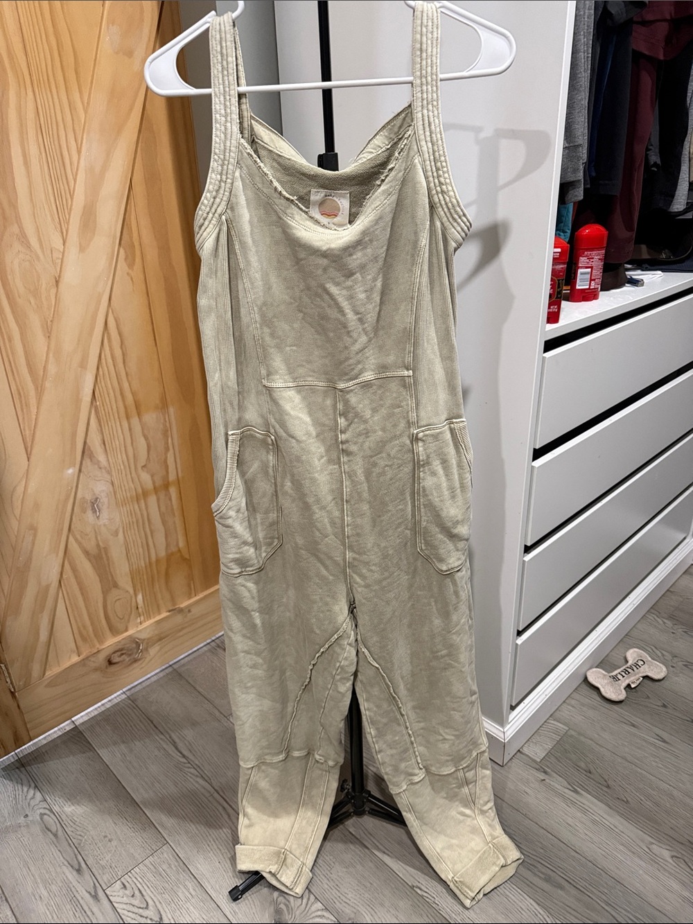 Daily Practice Washed Sage Utility Romper Jumpsuit with Patch Pockets